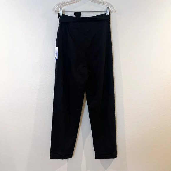 Majorelle Black Linen Blend Classic Belted Designer Slim Dress Pants S NWT - Picture 6 of 11